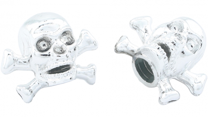 CT VENTILKAPPEN PAAR SKULL + BONES CHROM