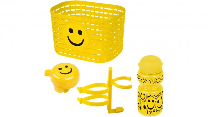 Set d'accessoires MESSINGSCHLAGER JAUNE  Panier, sonnette, bidon 