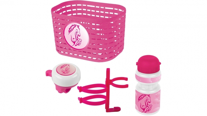 Set d'accessoires MESSINGSCHLAGER ROSE Panier, sonnette, bidon 